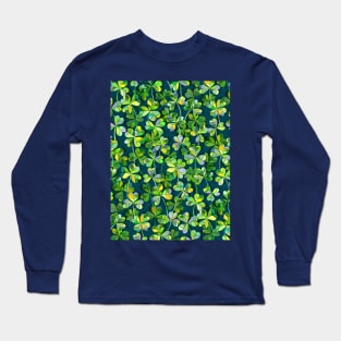 Lucky Clovers in Emerald Green Long Sleeve T-Shirt